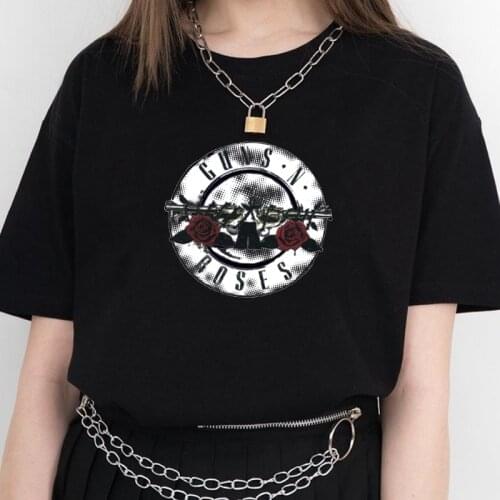GUNS and Roses rock band T Shirt women print oversized streetwear t-shirt female punk summer tops women clothing dropshipping