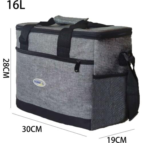 2021 Hot Sale New Gray Color 16L Large Capacity Thickened Lunch Bag Thermal Waterproof Picnic Reusable Food Bag Insulated