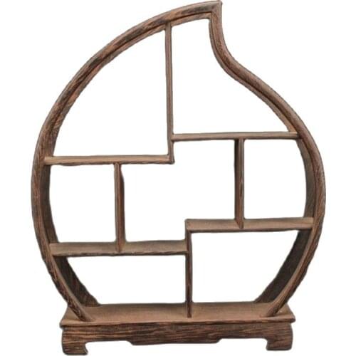 FINE BIG OLD ROSE WOOD CARVED PEACH SHAPE STAND SHELF FOR STATUE SNUFF BOTTLE