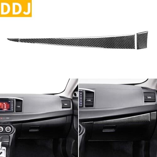 For Mitsubishi Lancer GT GTS ES DE 2008-2015 Carbon Glove Box Trim Sticker Co-pilot Storage Modified Cover Strip Car Accessories