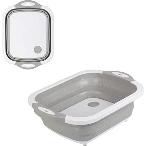 Multi-functional Folding Cutting Board Draining Vegetable Washing Basin Convenient Sink Plastic Household Ice Bucket