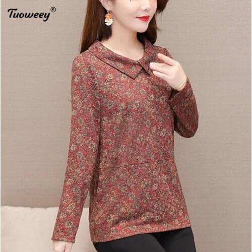 Fashion autumn long Sleeve 5XL Plus Size floral Women blusas shirts loose floral elegant Shirt Female woman clothes