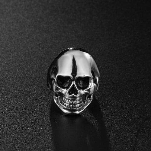 High Polish And Brushed Skull Head Ring For Men Stainless Steel Titanium Dropship Ring