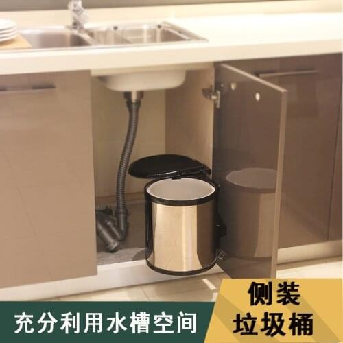 Cabinet Stainless Steel Trash Can Kitchen Large Small Number Creative with Cap Trash Can Sink Cabinet Kitchen Cabinet GarbageCan