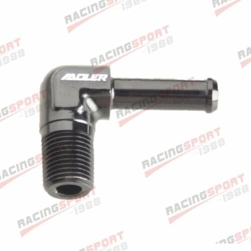 90 Degree 1/8" NPT To 1/4" inch Barb Adapter Fitting Aluminum Black