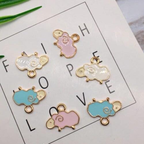 MRHUANG 10pcs/lot 15*19mm Beautiful Sheep Enamel Charm Alloy Pendant fit necklaces bracelet DIY Fashion Jewelry Accessories