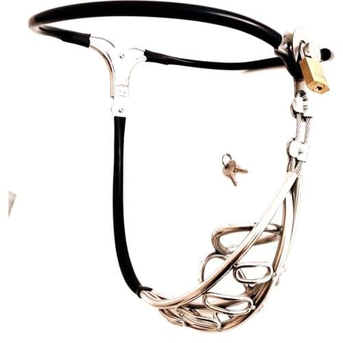 Adjustable Waist Lockable Penis Restraint Device Stainless Steel Male Chastity Belt Hollow Cock Cage Slave BDSM Sex Toys for Men