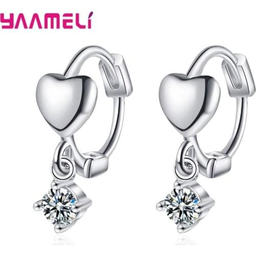 Simple Dainty Heart Huggie Hoop Earrings Minimalist Statement Cubic Zirconia Charm Earring Fashion 925 Sterling Silver Jewelry