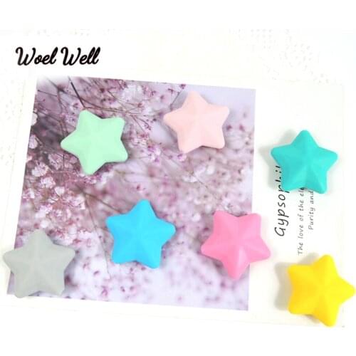 Multicolor Stars Silicone Beads 10pcs/lot Baby Teethers Food Grade Loose Beads Teething Necklace DIY toys Accessories kids gift