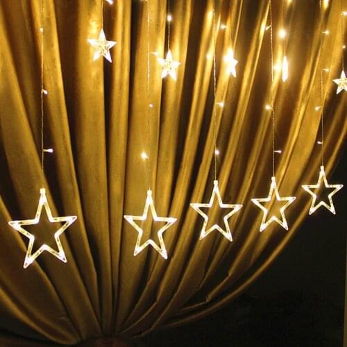 LED Star Light String Decorative Five-Pointed Star Curtain Light String christmas decorations for home battery operated lights
