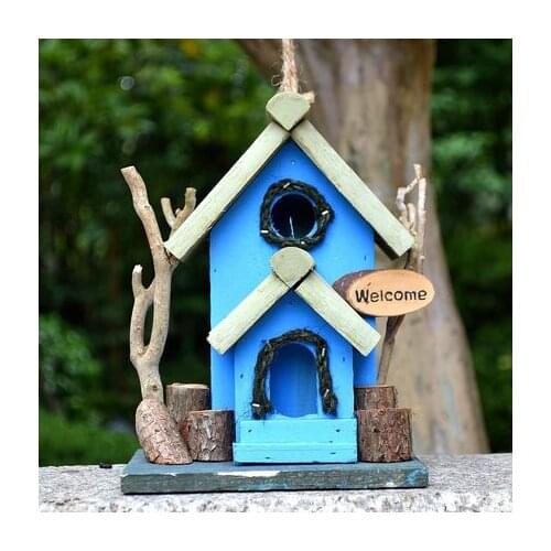 Outdoor Original Garden Courtyard Solid Wood Bark Birdhouse Villa Garden Balcony Decoration Wall Hanging Garden landscape