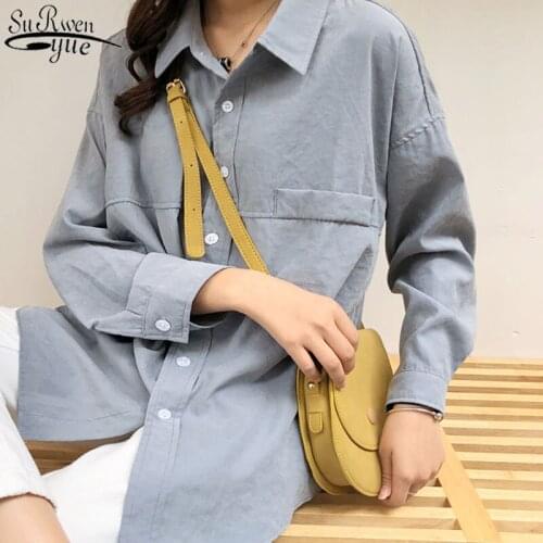 Spring Splicing Turn-down Collar Solid Female Shirt 2021 Minimalist Loose White Shirts Tops Women Cardigan Blouses Blusas 11890