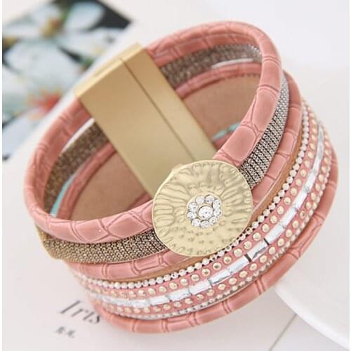 YADA New Luxury Magnetic Buckle Bracelet&Bangles For Women Leather Bracelets Charm Friendship Magnetic Clasps Bracelet BT210015