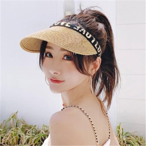 Sun Block Beach Hat Korean version of the 100-match network Red Cap Sun Hat Straw woven empty top hat WS-2532