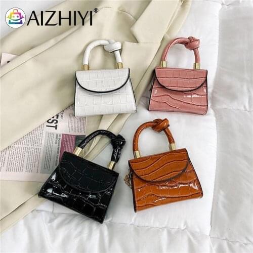 Retro Women Bags Stone Pattern Solid Color Messenger Casual PU Mini Shoulder Ladies Female Vintage Pattern Shoulder Bag