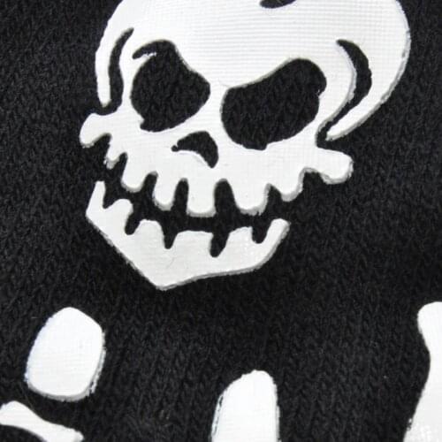 Unisex Adult Halloween Skeleton Skull Half Finger Gloves Luminous Winter Mittens