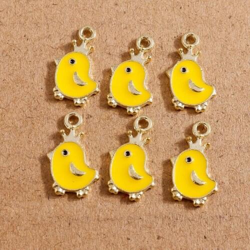10pcs 10*16mm Crown Charms Cartoon Enamel Chick Charms Pendants for Jewelry Making Necklaces Earrings Bracelets DIY Crafts Gifts