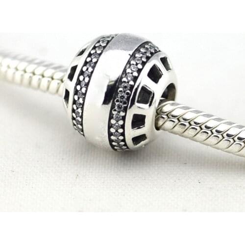 100% 925 Sterling Silver Clear CZ Forever Charm Beads for Jewelry Making Fits Original Chain Bracelets Berloque