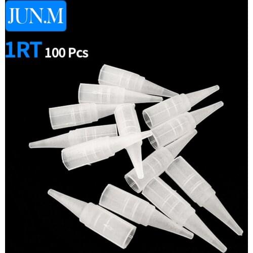 100Pcs Eyebrow Tattoo Needle Tips For Permanent Makeup Plastic Tattoo Caps Matched For 1R Needles