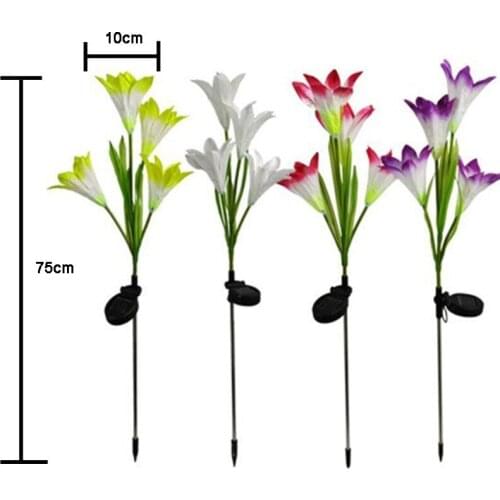 2PCS Lily Style Solar Light LED Lawn For Outdoor Garden Courtyard Outdoor Garden Powerful Flowers Solar Lamps Night Light