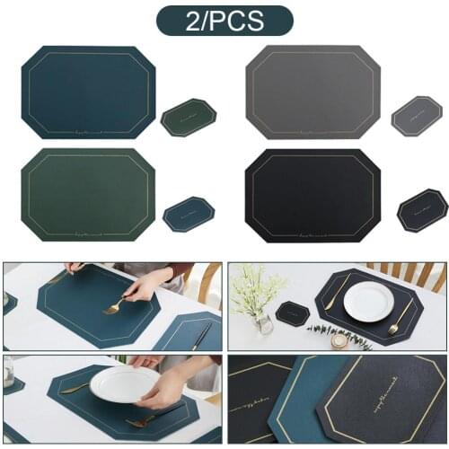 2pcs Tableware Pad Placemat Table Mat PU Leather Heat Insulation Non-Slip Simple Placemats Disc Coaster Placemat Dining Table