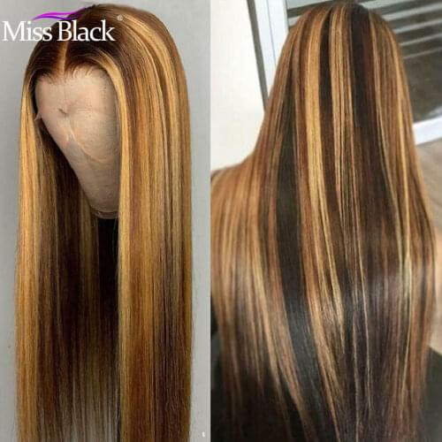 #4/27 Highlight Lace Frontal Wig 30 inch Brazilian Colored Straight Lace Front Human Hair Wigs 13x4 Frontal Wigs for Black Women