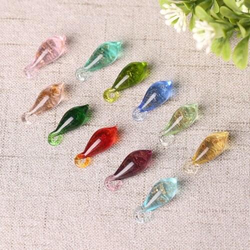 5pcs 23x8mm Japanese Style Water Drop Handmade Lampwork Glass Beads Big Hole Pendant Charm For Jewelry Making DIY Bracelets