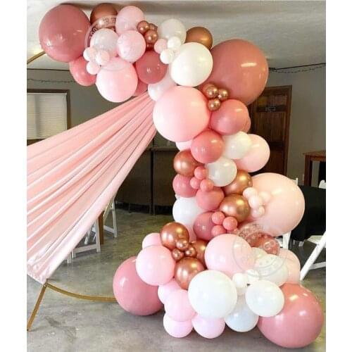 98pcs Retro Pink Balloon Garland Arch Kit baby Pink White Latex Globos DIY Wedding Kids Birthday Party Baby Shower Decorations