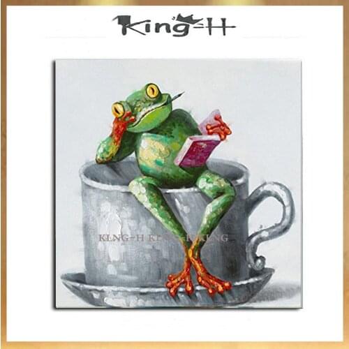 Envío Gratis colorido Linda Rana dibujos animados cuadro abstracto Animal pared arte decoración del hogar sin pintura al óleo e