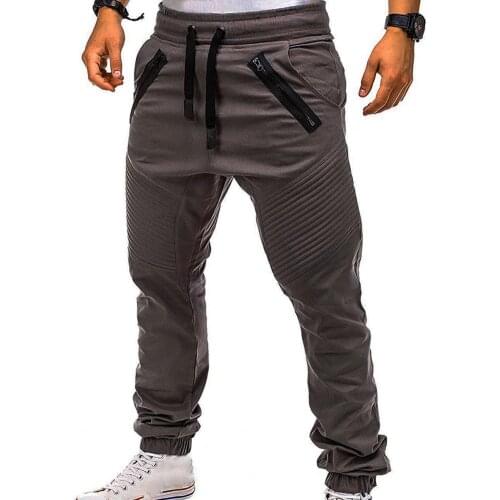 Pants men joggers sweatpants Drawstring Adjustable Men Stripes Zipper Pockets Sports Trousers Pants Mens for Outdoor Sportswear