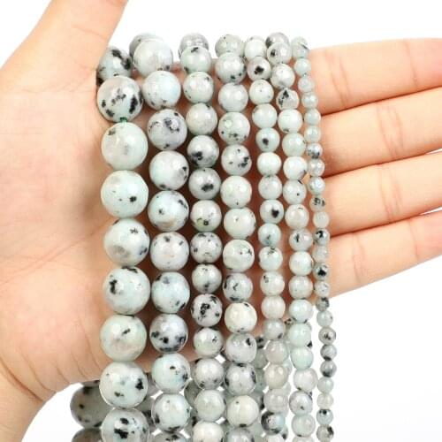 Natural Stone Beads Cut Surface Black Spot Blue Stone Loose Beads for Jewelry Making Needlework DIY Bracelet Strand 4-12 MM