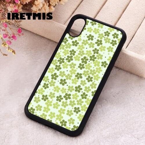 Iretmis 5 5S SE 2020 Phone Cover Case for iPhone 6 6S 7 8 Plus X Xs XR 11 12 Mini Pro Max Rubber Silicone Green Flowers