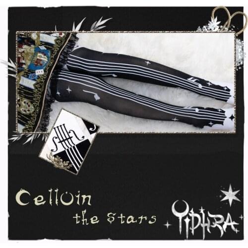 Sexy Star Cello Printing Thigh High Socks Gothic Witch Cosplay Lolita Girl Over Knee Socks Japanese Womens Knee High stockings