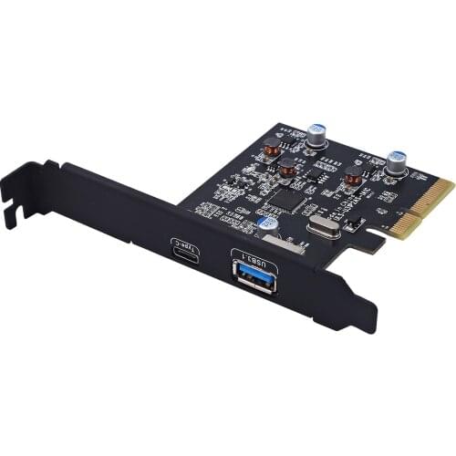 Add on Cards External USB 3.1 10Gbps PCI Express Riser Card 1x Type C & 1x Type A USB 3.0 Port Expansion Adapter for Miner PC