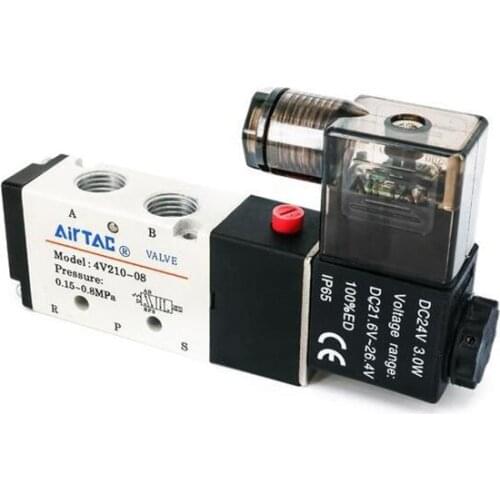1 PC 4V210-08 DC12V DC24V AC220V AC110V series Pneumatic Control Valve 1/4"5 Way 2 Position A1rtac Electric Solenoid Valve
