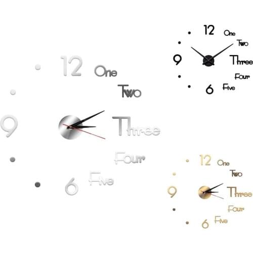 FQYL Large DIY Wall Clock 3D Frameless Silent Non Ticking Black Round Battery Operated Modern Wall Clocks Decor for Office