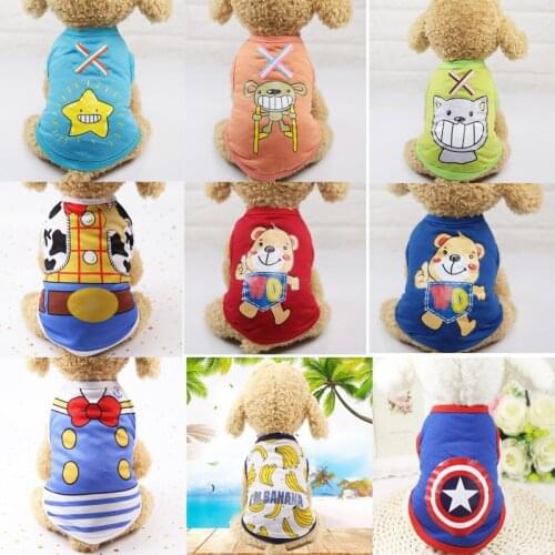 25 Styles Dog Shirt Pet Puppy Dog Cat Vest Summer Cotton Cartoon Pattern Dog Clothes Hoodies Clothing Pug Poodle Costumes Tshirt