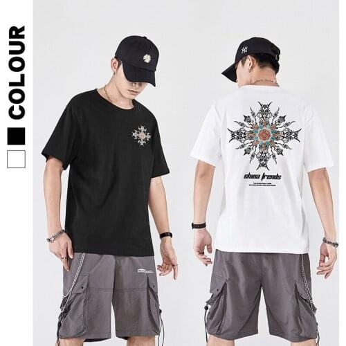 The new spring and summer 2021 cotton tide loose short sleeve T-shirt male the current Chinese wind menswear phoenix embroidery