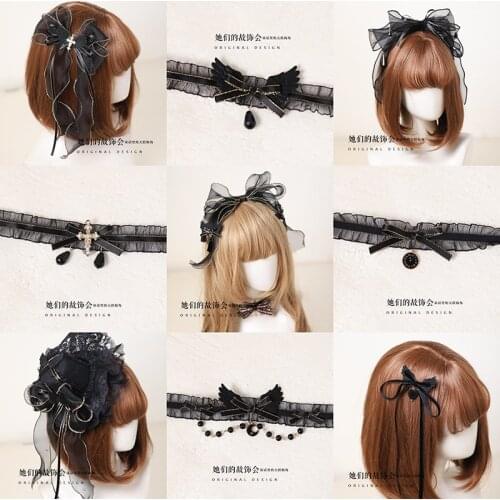 Gothic Lolita Dark Lolita Killed Cross Wings Handmade Bow KC Hairpin Ornament