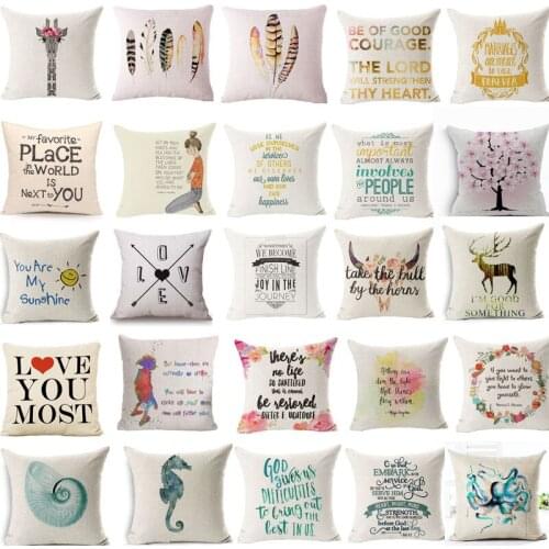 Interesting & Funny Words Cotton Linen Pillow Case Cushion Case Home Soft Room Gifts Single Sides Printing