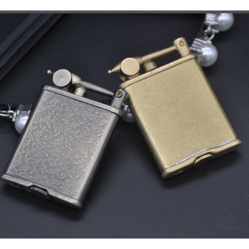 Kuboy Nostalgia Enclosure Brass Grinding Wheel Flint Kerosene Lighter Gifts