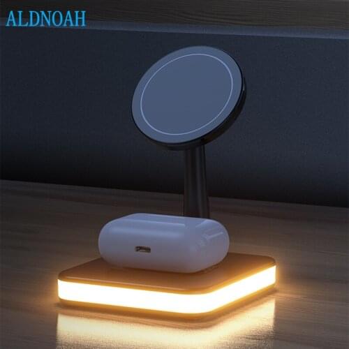 2 in 1 Magnetic Wireless Charger Dock For iPhone 12 Pro Max Mini Apple Airpods Pro PD QC3.0 USB Fast Charging Brackets Station