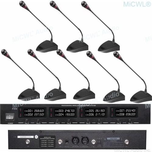 MiCWL Digital Wireless 8 Desktop Gooseneck Conference Microphone System Meeting Room 8 Table Speaking Unit Set