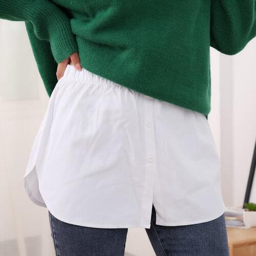 Fashion Women Fake Hem Skirts Elastic Waist A-Line False Skirt Solid Color White Black Buttons Detachable Underskirt Apron