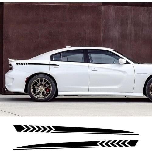 2Pcs For Dodge Charger Car Stickers Sport Styling Auto Long Side Stripes Decals DIY Vinyl Film Automobile Car Tuning Accessories