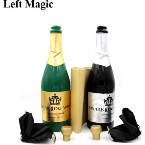 New Vanishing Champagne Bottle Magic Tricks LATEX((Black Or Green) Wine Bottle Stage Close Up Magic Trick Props Gimmick G8217