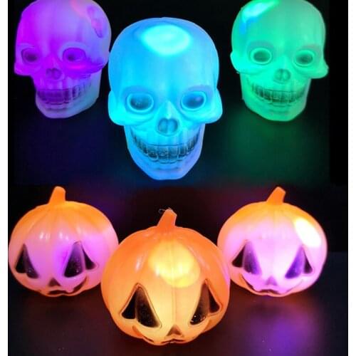 New Arrive LED Colorful Flash Skull Night Light Halloween LightsParty Decoration flash ghost head pumpkin lantern