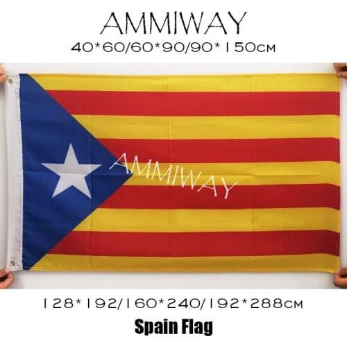 AMMIWAY Spain Blue Star Catalonia Catalonian Catalunya Catalans Estelada Blava Single or Double Sided Printed Flags and Banners