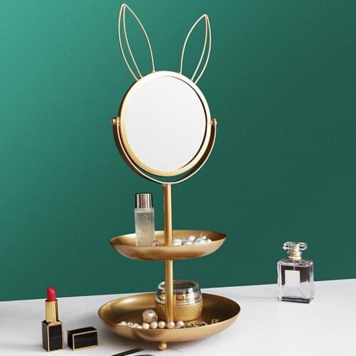 Jewelry Shelf Necklaces Watch Organizer Stand Cosmetic Mirror Store 2-Tier