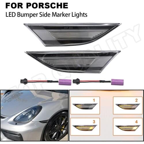 For Porsche 991 Carrera GTS Targa Turbo GT3 981 Boxster 718 Cayman Clear Canbus Dynamic LED Side Marker Light Turn Signal Lamps